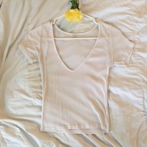 White John Galt stripped v-neck